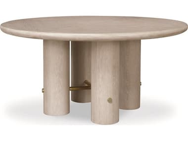 Century Furniture Cadence 64" Round Wood Sand Cerused Antique Brass Dining Table CNTCA2305