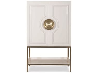 Century Furniture Cadence 46" White Lacquer Antique Brass Bar Cabinet CNTCAA462