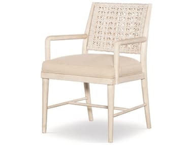 Century Furniture Curate Mahogany Wood White Fabric Upholstered Arm Dining Chair CNTCT2110APNFL