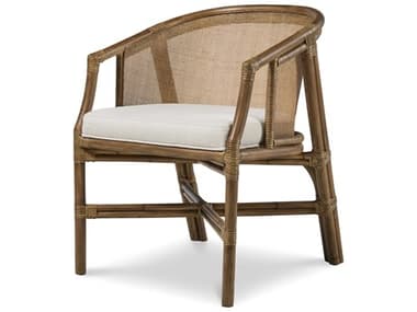 Century Furniture Curate Carmel Rattan Brown Upholstered Arm Dining Chair CNTCT6116