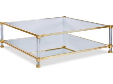 Century Furniture Monarch 50" Square Glass Satin Brass Acrylic Coffee Table CNTMN5838