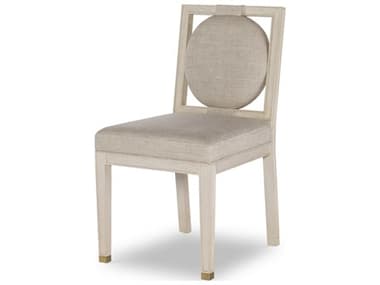 Century Furniture Monarch Oak Wood White Fabric Upholstered Side Dining Chair CNTMN5843S