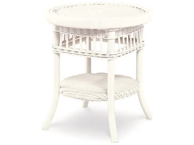 Century Furniture Outdoor Thomas O'Brien Mainland White Wicker 20'' Wide Round Tempered Glass End Table CNTOAED4083