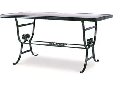 Century Furniture Outdoor Thomas O'Brien Augustine Litchfield Green Aluminum 60.5''W x 30.5''D Rectangular Tempered Glass Dining Table w/ Scroll Base CNTOAED4192