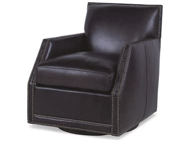 Century Furniture Trading Company Swivel Brown Leather Accent Chair CNTPLR12808STEEL