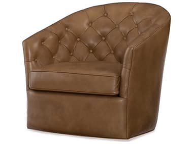 Century Furniture Trading Company Swivel 32" Brown Leather Accent Chair CNTPLR14108WHEAT
