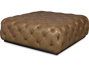 Century Furniture Trading Company 53" Wheat Brown Leather Upholstered Tufted Ottoman CNTPLR14903WHEAT