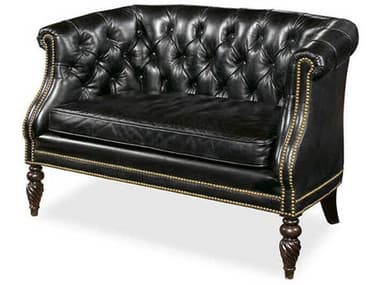 Century Furniture Trading Company 51" Black Leather Upholstered Loveseat CNTPLR3004NOIR