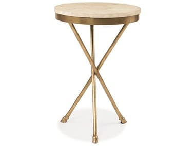 Century Furniture Grand Tour 16" Round Shagreen Bronze Faux Leather End Table CNTSF5185