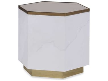 Century Furniture Grand Tour 18" Hexagon Metal Bronze Grey Veined White Coffee Table CNTSF5800