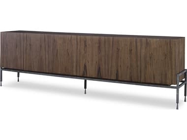 Century Furniture Grand Tour 110&quot; Oak Wood Paldao Textured Pewter Media Console CNTSF5978