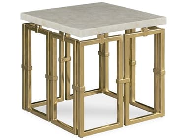 Century Furniture Grand Tour 24" Square Crystal Stone Antique Brass End Table CNTSF5987