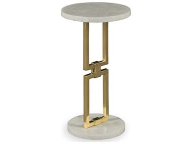 Century Furniture Grand Tour 12" Round Crystal Stone Antique Brass End Table CNTSF6009
