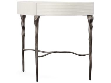 Century Furniture Grand Tour White Lacquered With Antique Black Nickel 39'' Wide Willow Demilune Willow Console Table CNTSF6018