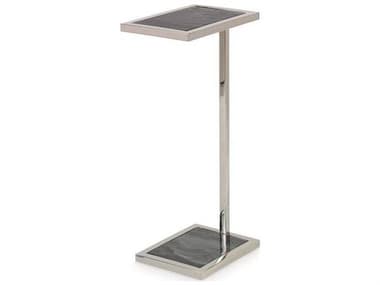 Century Furniture Grand Tour 8" Rectangular Grey And White Stone Polished Nickel End Table CNTSF6044