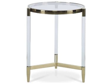 Century Furniture Grand Tour 20" Round Glass Polished Brass End Table CNTSF6052