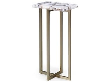 Century Furniture Grand Tour 8" Rectangular Agate Stone Brushed Brass End Table CNTSF6067