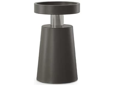Century Furniture Grand Tour 13" Round Charcoal Polished Nickel Leather End Table CNTSF6128