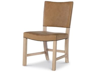 Century Furniture Grand Tour Oak Wood Brown Leather Armless Dining Chair CNTSF6206S