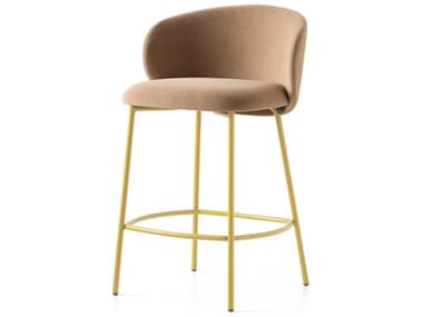 Connubia Tuka Fabric Upholstered Camel Brown Painted Brass Counter Stool CNUCB199500033LSLK00000000