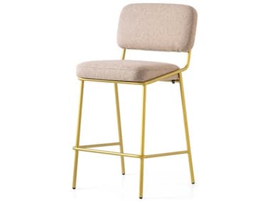 Connubia Sixty Fabric Upholstered Taupe Painted Brass Counter Stool CNUCB213900033LSLA00000000
