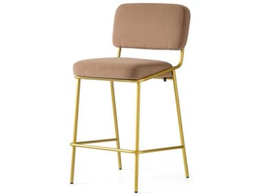 Connubia Sixty Fabric Upholstered Camel Brown Painted Brass Counter Stool CNUCB213900033LSLK00000000