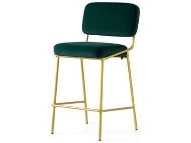 Connubia Sixty Fabric Upholstered Forest Green Painted Brass Counter Stool CNUCB213900033LSLP00000000
