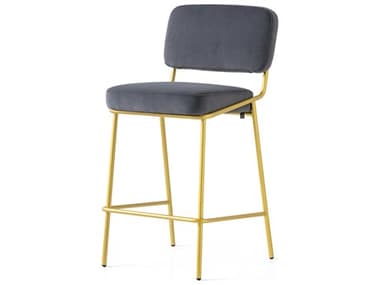 Connubia Sixty Fabric Upholstered Grey Painted Brass Counter Stool CNUCB213900033LSLQ00000000