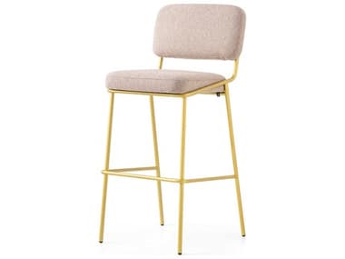 Connubia Sixty Fabric Upholstered Taupe Painted Brass Bar Stool CNUCB214000033LSLA00000000