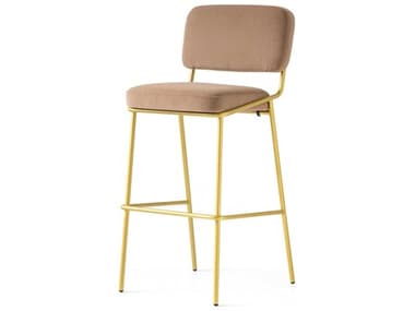 Connubia Sixty Fabric Upholstered Camel Brown Painted Brass Bar Stool CNUCB214000033LSLK00000000