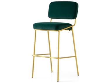 Connubia Sixty Fabric Upholstered Forest Green Painted Brass Bar Stool CNUCB214000033LSLP00000000