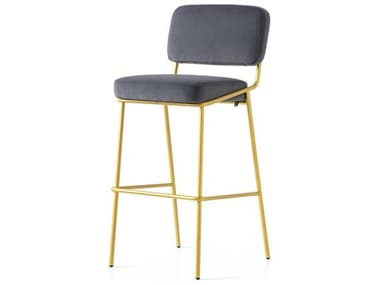 Connubia Sixty Fabric Upholstered Grey Painted Brass Bar Stool CNUCB214000033LSLQ00000000