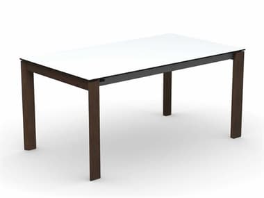 Connubia Eminence 62" Rectangular Glass Frosted Extraclear Matt Optic White Walnut Satin Steel Dining Table CNUCB4724281GEW0952010940A