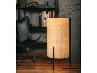 Carpyen Greta 35" Tall Black Oak Saguran Natural Fiber Floor Lamp CRP2261288U