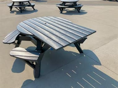 C.R. Plastic Picnic Premium Recycled Plastic 51'' Wide Round Picnic Table with Umbrella Hole & Wheelchair Accessible CRT50WC