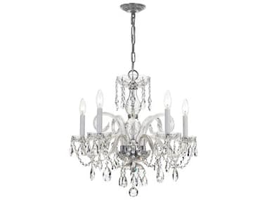 Crystorama Traditional Crystal 22" Wide 5-Light Polished Chrome Glass Candelabra Chandelier CRY1005CH
