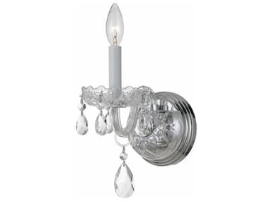 Crystorama Traditional Crystal 9" Tall 1-Light Polished Chrome Glass Wall Sconce CRY1031CH