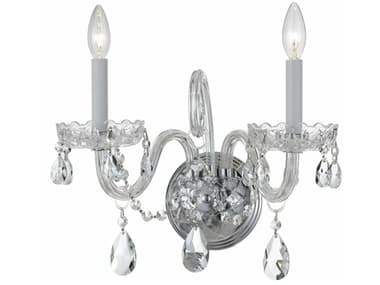 Crystorama Traditional Crystal 12" Tall 2-Light Polished Chrome Glass Wall Sconce CRY1032CH