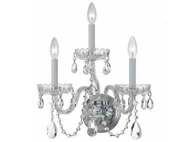 Crystorama Traditional Crystal 16" Tall 3-Light Polished Chrome Glass Wall Sconce CRY1033CH