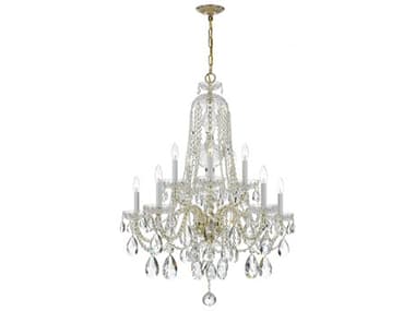 Crystorama Traditional Crystal 32" Wide 10-Light Brass Glass Candelabra Tiered Chandelier CRY1110