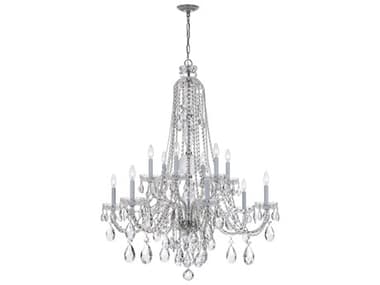 Crystorama Traditional Crystal 42" Wide 12-Light Polished Chrome Glass Candelabra Tiered Chandelier CRY1114CHCLMWP