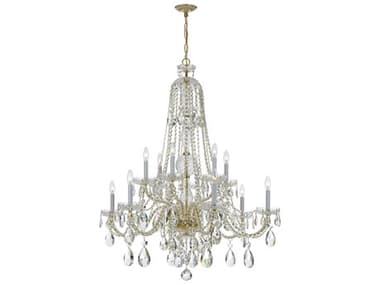 Crystorama Traditional Crystal 42" Wide 12-Light Polished Brass Glass Candelabra Tiered Chandelier CRY1114PBCLMWP