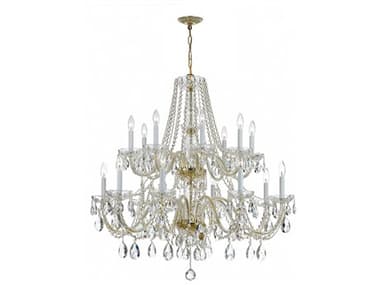 Crystorama Traditional Crystal 37" Wide 16-Light6-Light Brass Glass Candelabra Tiered Chandelier CRY1139