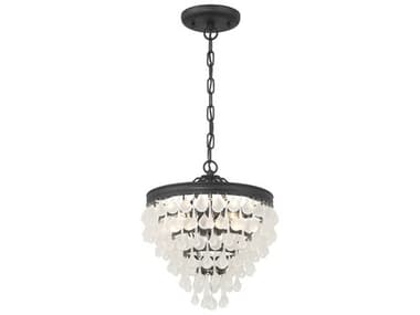 Crystorama Calypso 3-Light Matte Black Tiered Pendant CRY130MKFR