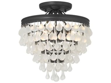 Crystorama Calypso 3-Light Matte Black Tiered Semi Flush Mount CRY130MKFRCEILING