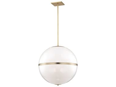 Crystorama Truax 30" 4-Light Aged Brass Glass Globe Pendant CRY2030AG