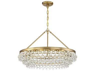 Crystorama Calypso 30" Wide 6-Light Vibrant Gold Clear Crystal Glass Candelabra Tiered Chandelier CRY275VG