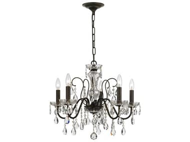 Crystorama Butler 23&quot; Wide 5-Light English Bronze Crystal Candelabra Chandelier CRY3025