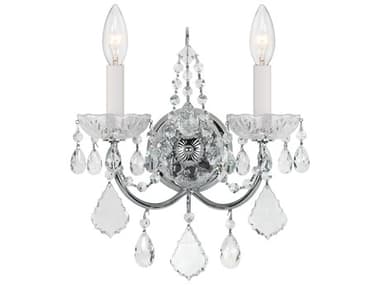Crystorama Imperial 14" Tall 2-Light Polished Chrome Crystal Wall Sconce CRY3222