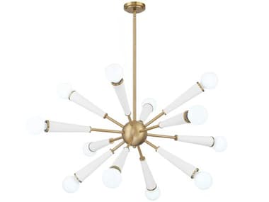 Crystorama Zodiac 12-Light Aged Brass Matte White Sputnik Pendant CRY3812AGMT